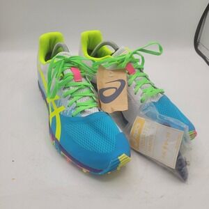 ASICS HYPER XC‎ 2 DIGITAL AQUA SAFETY YELLOW Track & Field Sz 12 W/Handle & Pins